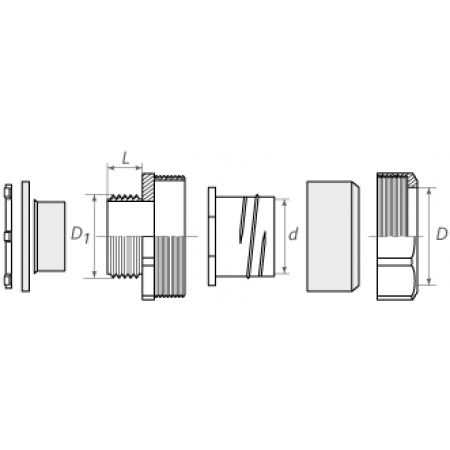 КВТ Муфта вводная ВМУ 32 для металлорукава усиленная 61395 KVT КВТ Муфта вводная ВМУ 32 для металлорукава усиленная 61395 KVT